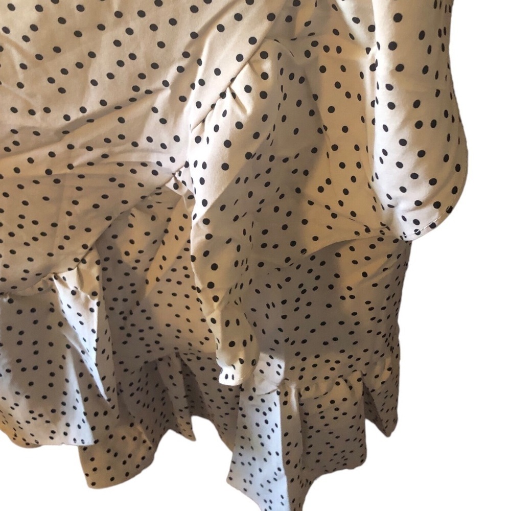 Polka Dot Print Ruffle MiniWrap Dress with Belt, Size XL - Picture 3 of 7